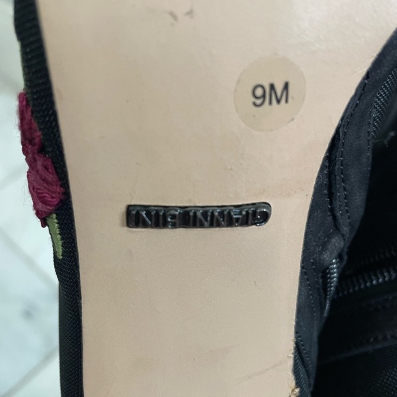 Gianni Bini, 9, mesh and suede embroidered floral peep toe lace up 4” heels - Picture 10 of 10